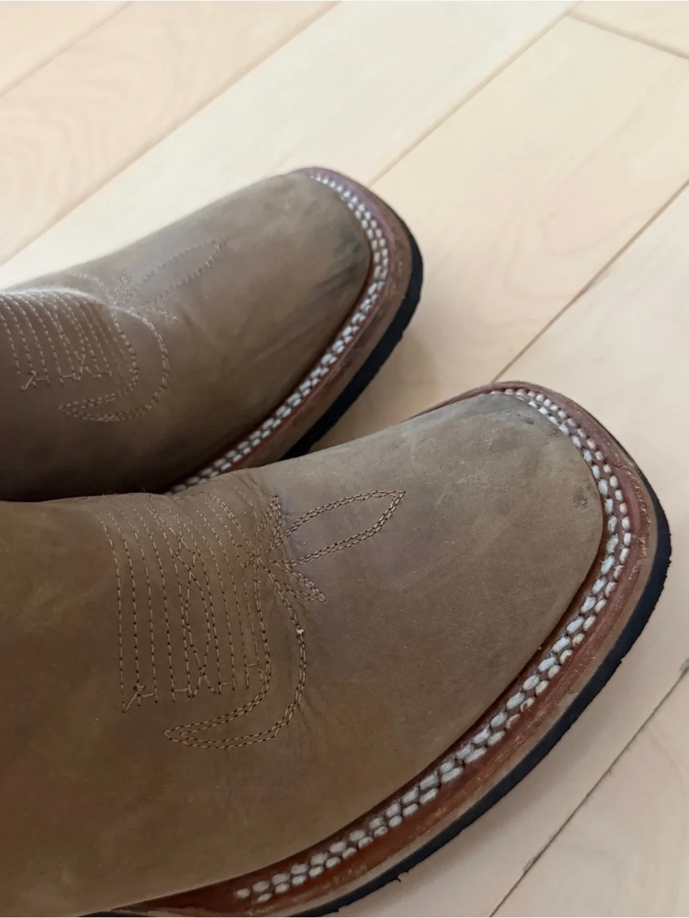 Women’s Toro Moro Square Toe Brown Western Cowboy Boots - Tan Stitch Detail